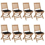 vidaXL Chaises pliables de jardin lot de 8 avec coussins Bois d'acacia