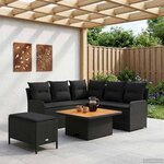 vidaXL Ensembles de meubles avec oreiller 5 Pièces Noir Rotin PE