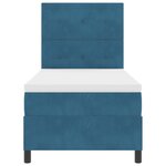Lit Box Spring vidaXL avec Matelas & LED Bleu Foncé 90x200 cm Velours
