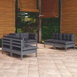 vidaXL Salon de jardin 6 Pièces avec coussins bois de pin massif