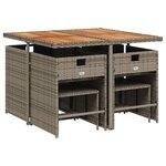 vidaXL Ensemble à manger de jardin 9 Pièces coussins gris résine tressée