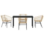 vidaXL Ensemble de salle à manger pour jardin 5 Pièces Marron polyrotin