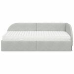 vidaXL Cadre de lit d'angle avec matelas 2 Pièces Gris clair Velours