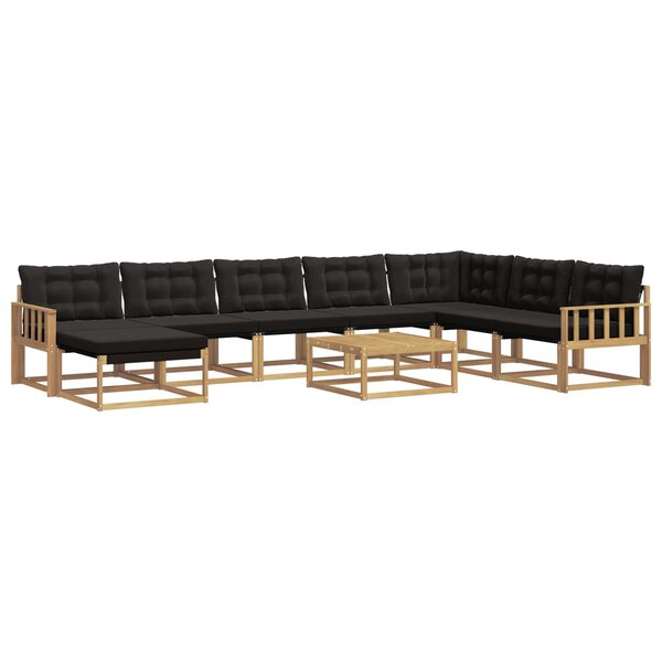 vidaXL Ensemble de canapés d'extérieur 9 pc Blanc et noir