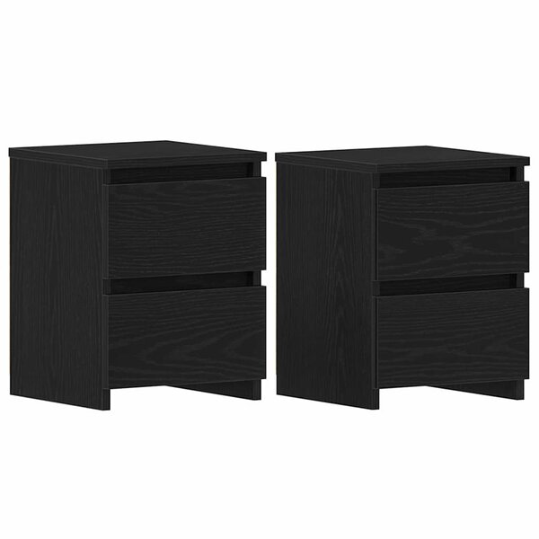 vidaXL Cabinet de chevet avec tiroir 2 Pièces Chêne noir 30 x 30 x 40 cm