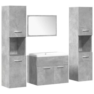vidaXL Ensemble de meubles de salle de bain 4 Pièces gris béton