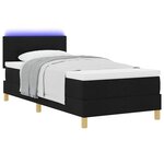 vidaXL Lit à ressort LED avec matelas Noir 90 x 190 cm tissu