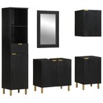 vidaXL Ensemble de meubles salle de bain 5 Pièces noir bois d'ingénierie