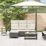 vidaXL Canapé de jardin inclinable coussins forme de L noir polyrotin