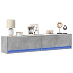 vidaXL Meuble TV mural avec LED gris béton 180x31x38 cm