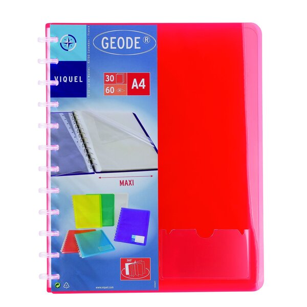 Protège-documents viquel géode polypropylène translucide a4 couleurs assorties - 30 pochettes - lot de 12