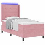 vidaXL Lit à ressorts avec matelas avec LED Rose 90 x 190 cm Velours