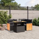 vidaXL Salon de jardin 5 Pièces avec coussins noir résine tressée