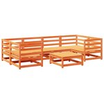 vidaXL Salon de jardin 7 Pièces cire marron bois de pin massif