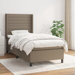 vidaXL Sommier à lattes de lit avec matelas Taupe 90x190 cm Tissu