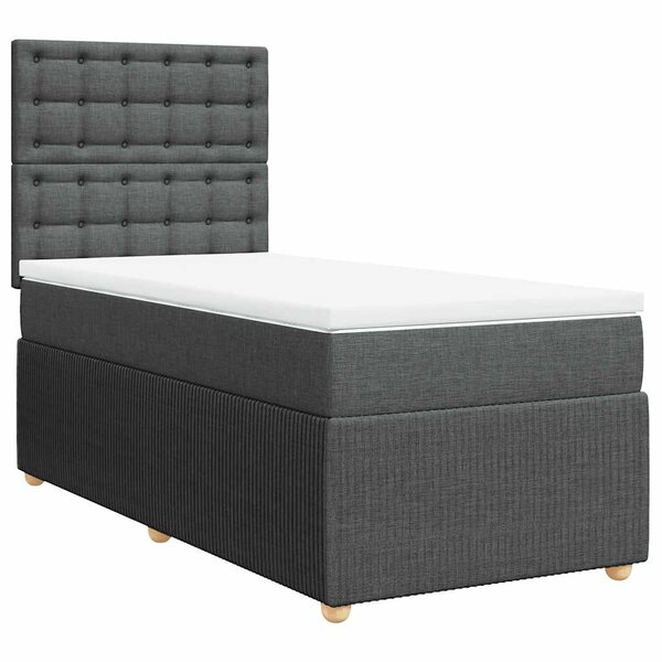 vidaXL Sommier à lattes de lit avec matelas Gris foncé 90x200 cm Tissu