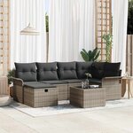 vidaXL Ensemble de canapé de jardin avec coussin 7 Pièces Poly rotin