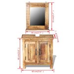 vidaXL Meuble de salle de bain avec miroir Bois massif de manguier