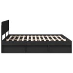 vidaXL Cadre de lit avec tête de lit Noir 180 x 200 cm Pin massif