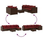 vidaXL Salon de jardin 6 Pièces avec coussins Marron Résine tressée