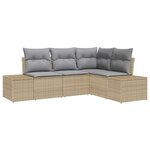 vidaXL Ensemble de canapé de jardin 4 Pièces Beige  Gris clair