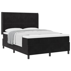 vidaXL Lit à ressorts avec matelas Noir 140 x 200 cm Velours