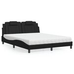 vidaXL Lit avec matelas noir 160x200 cm similicuir