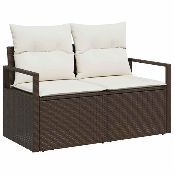 vidaXL Canapé de jardin avec coussin Marron 120 x 62 x 69 cm polyrotin