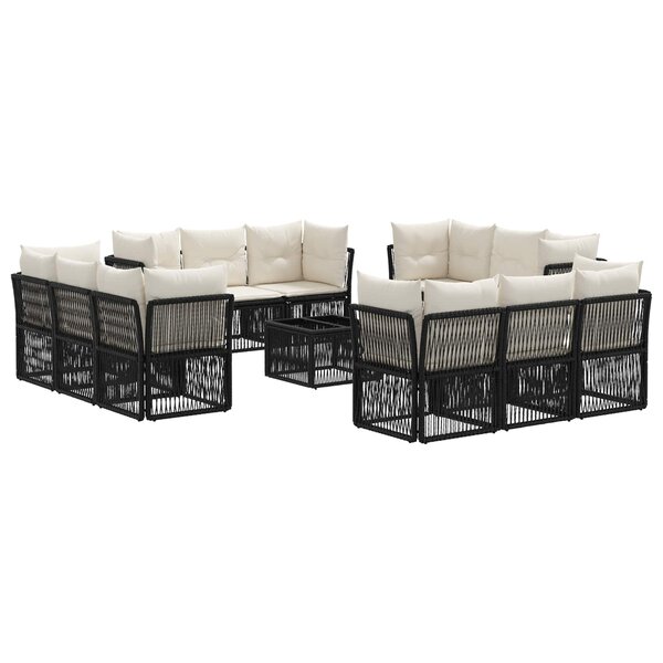 vidaXL Ensemble de canapé de jardin 13 Pièces Noir polyrotin