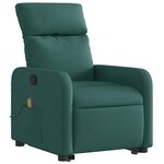 vidaXL Fauteuil inclinable de massage Vert foncé Tissu