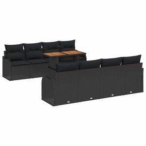 vidaXL Ensemble de canapé de jardin avec coussin 7 Pièces Noir