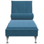 vidaXL Chaise longue de massage avec traversin bleu velours