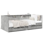 vidaXL Lit de jour avec tiroirs sans matelas gris béton 100x200 cm