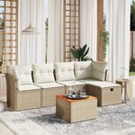 vidaXL Salon de jardin avec coussins 6 Pièces beige résine tressée