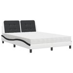 vidaXL Lit avec matelas blanc et noir 140x190 cm similicuir