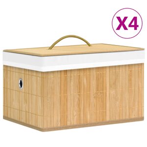 vidaXL Boîtes de rangement en bambou 4 Pièces