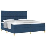 vidaXL Lit à ressorts avec matelas Bleu 200 x 200 cm tissu