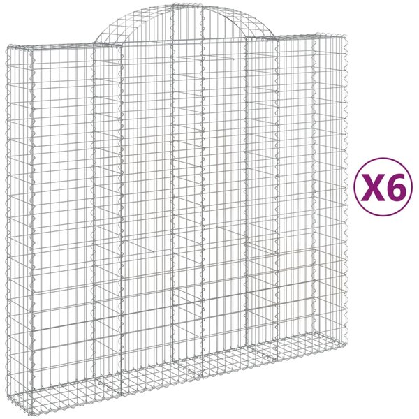 vidaXL Paniers à gabions arqués 6 Pièces 200x50x180/200 cm Fer galvanisé