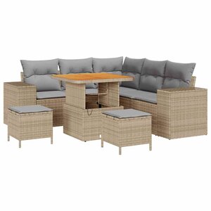 vidaXL Ensemble de canapé de jardin 8 Pièces Beige et Gris clair
