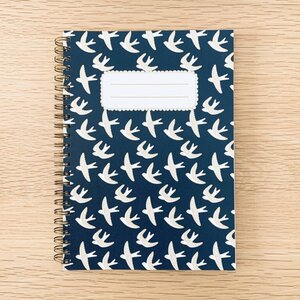 Carnet spirales et lignes - Les hirondelles en vol - Bleu