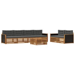 vidaXL Ensemble de canapés d'extérieur 7 pc Naturel et Anthracite