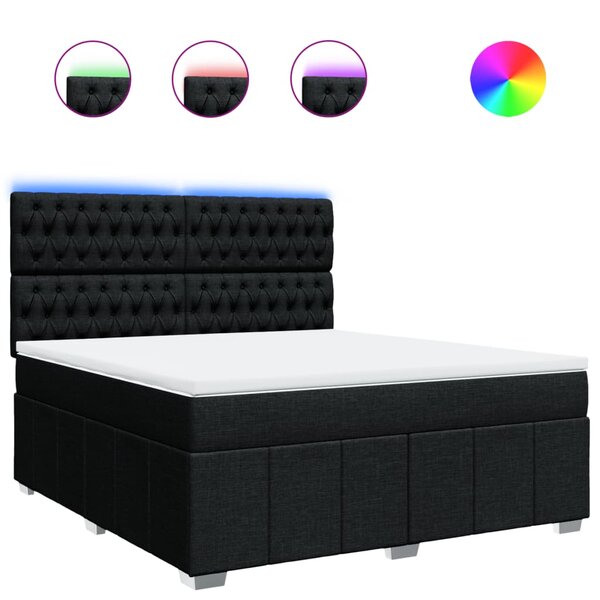 vidaXL Sommier à lattes de lit avec matelas Noir 180x200 cm Tissu
