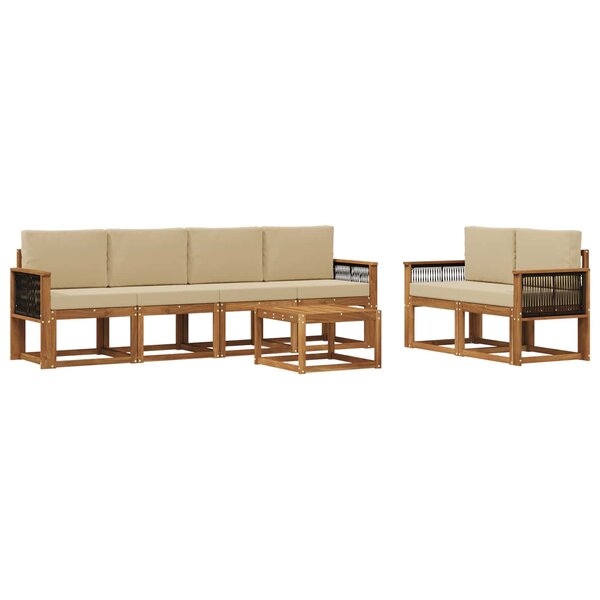 vidaXL Ensemble de canapés d'extérieur avec coussin 6 Pièces Naturel