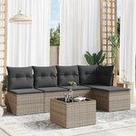 vidaXL Salon de jardin 6 Pièces avec coussins gris résine tressée