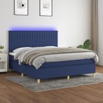 vidaXL Sommier à lattes de lit et matelas et LED Bleu 180x200 cm Tissu