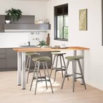vidaXL Table de bar rectangulaire en chêne massif avec bords naturels 200 x 80 x 92 cm