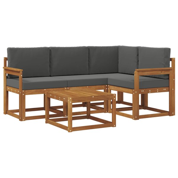 vidaXL Ensemble de canapés d'extérieur 5 pc Naturel et Anthracite