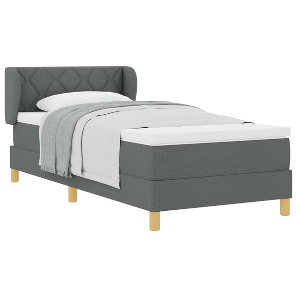 vidaXL Lit à ressorts avec matelas Gris foncé 90 x 200 cm tissu