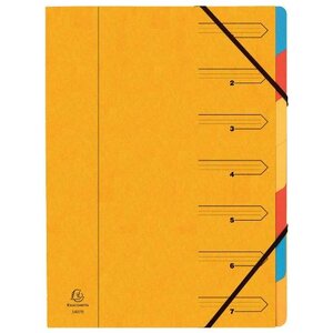 Trieur agrafé avec élastiques 7 compartiments Jaune EXACOMPTA