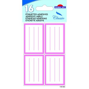 16 étiquettes adhésives scolaires - Rectangles - Roses
